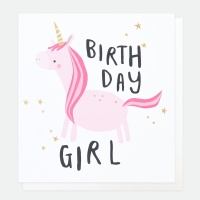 Pink Unicorn Birthday Girl Card By Caroline Gardner